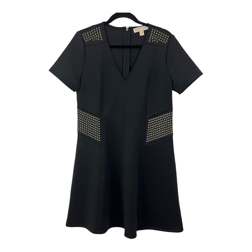 MICHAEL Michael Kors Womens Size L Scuba Fit Flare Studded Dress